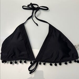 Black Bikini Top with PomPoms